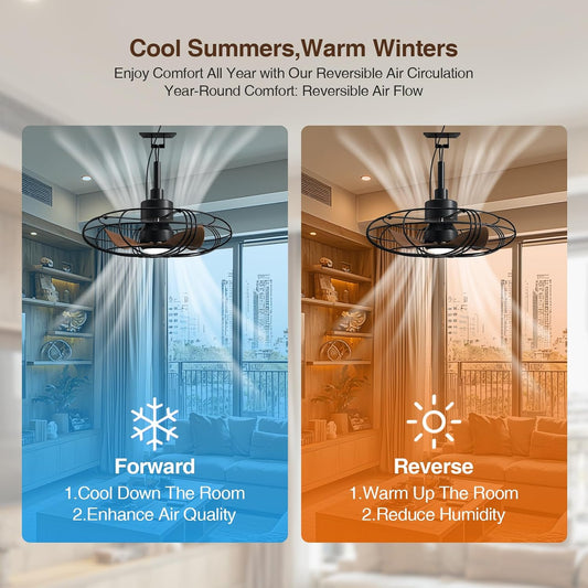 NACATIN Outdoor Ceiling Fan with Lights, Remote, Wall Switch Control, IP55 Waterproof Ceiling Fans with Lights and Remote, 3 Color Temperatures: Perfect for Patios, Gazebos, & Bedrooms, Black - PuriLite