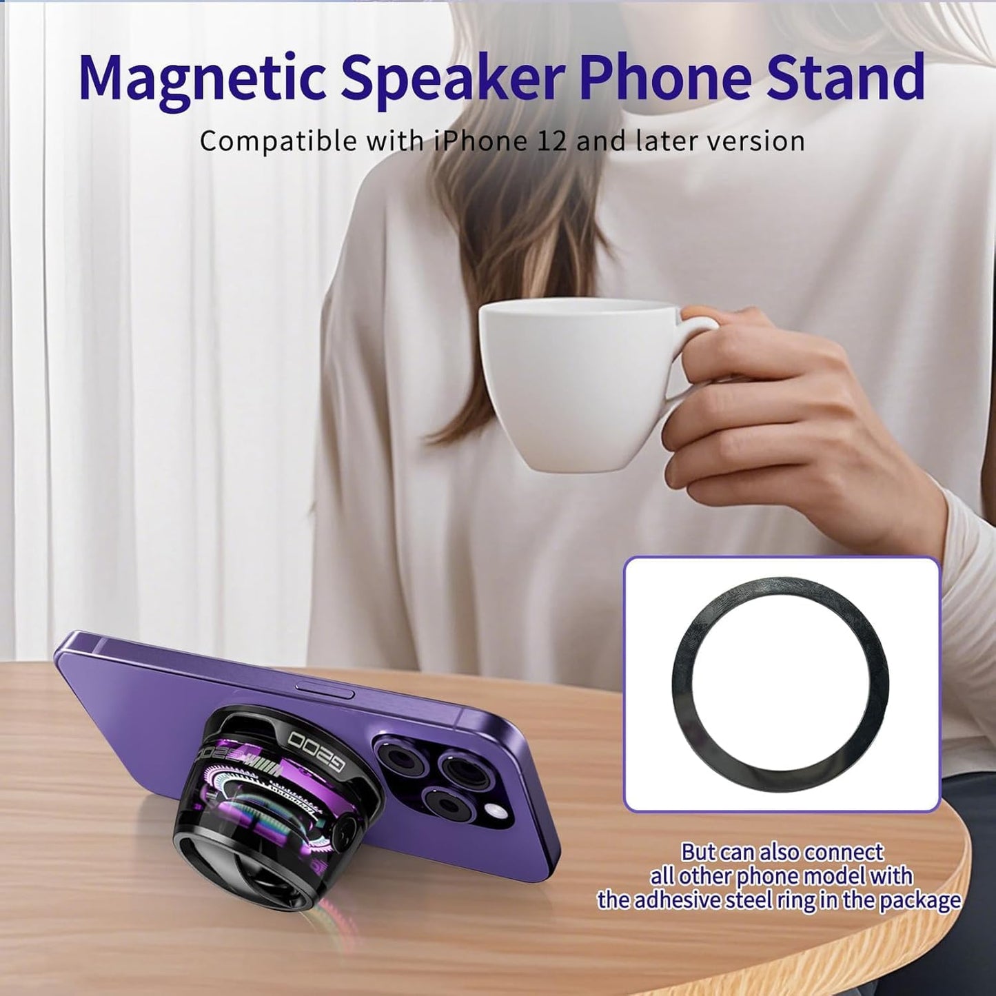 2 Pack G200 Magnetic Bluetooth Speakers with RGB Lights, Wireless Portable Dual Speakers for Stereo Sound, Bluetooth 5.3, Magnetic Mount & Phone Stand, Waterproof, for Outdoor Camping, Home, Gifts