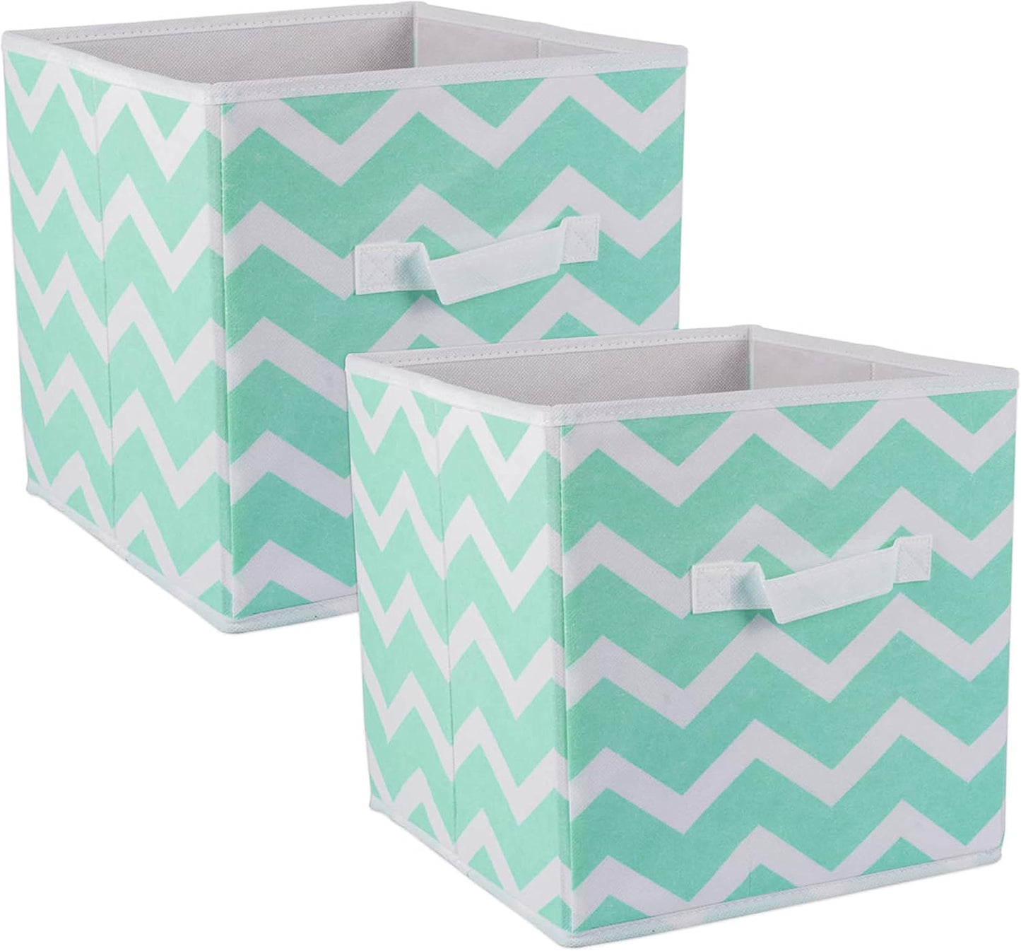 DII Foldable Fabric Storage Containers for Nurseries, Offices, Closets, Home Decor, Cube Organizers & Everyday Storage Needs, (Large - 11 x 11 x 11) Scroll Nautical Blue - Set of 2