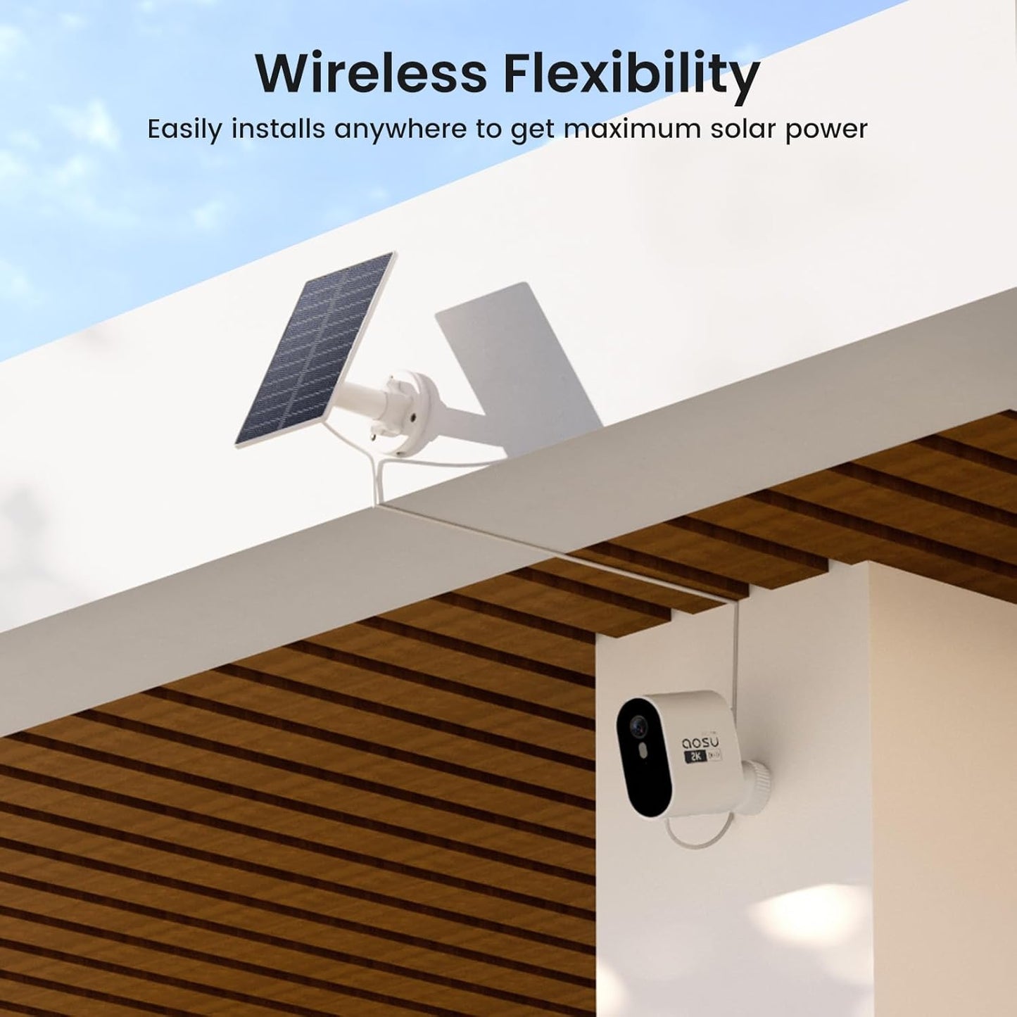 AOSU 2K Solar Security Cameras Wireless Outdoor, WiFi Camera Surveillance Exterieur for Home Security System, 166° View, Color Night Vision, 2-Way Talk, 32GB Homebase Local Storage, No Monthly Fee