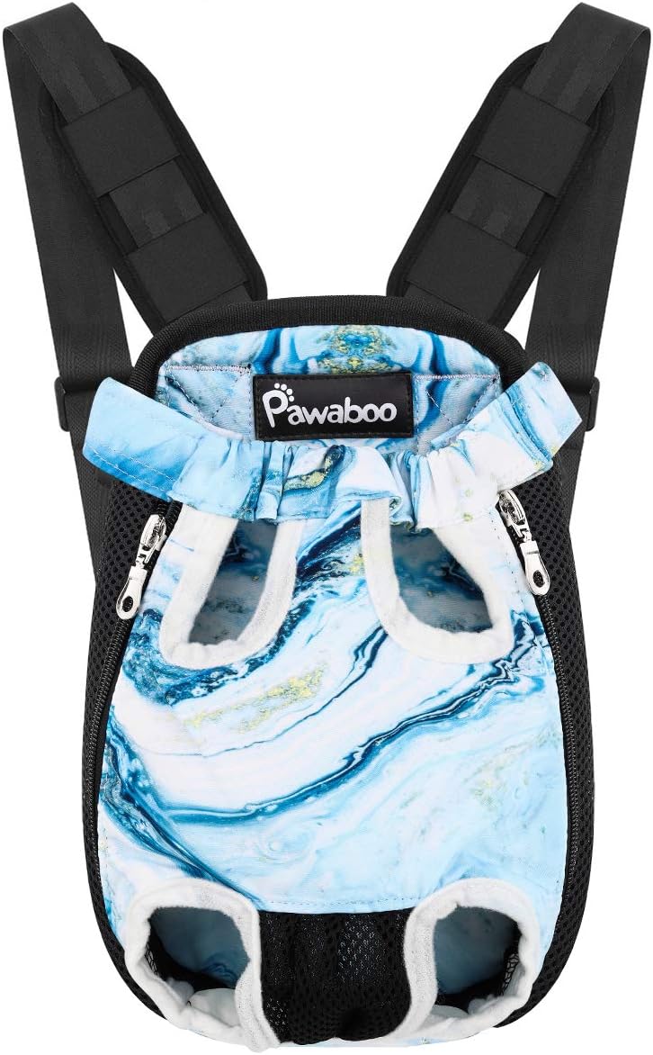 Pawaboo Pet Carrier Backpack, Adjustable Pet Front Cat Dog Carrier Backpack Travel Bag, Legs Out, Easy-Fit for Traveling Hiking Camping for Small Medium Dogs Cats Puppies, Medium, Black