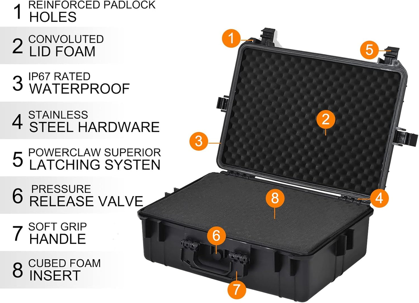 MEIJIA Portable Waterproof Protective Hard Case,Camera Case with Customizable Fit Foam Inserted, Elegant Black (9.17"x 7.56"x4.33")