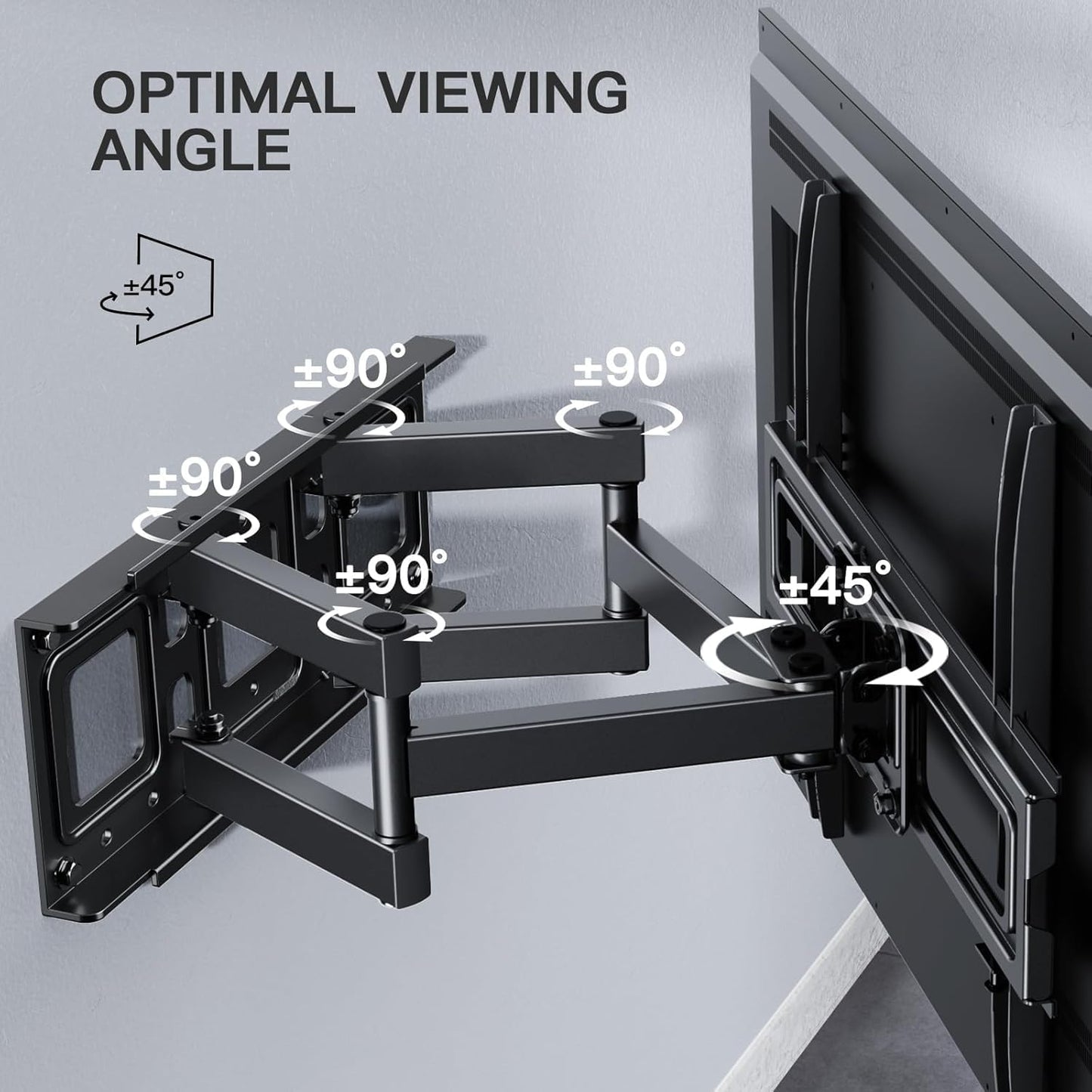 PERLESMITH Full Motion TV Wall Mount for 26-65 inch TVs up to 99lbs, Tilt Swivel Extension Wall Mount TV Bracket with Dual Articulating Arms, TV Mount Max VESA 400x400mm for Flat Curved Screen