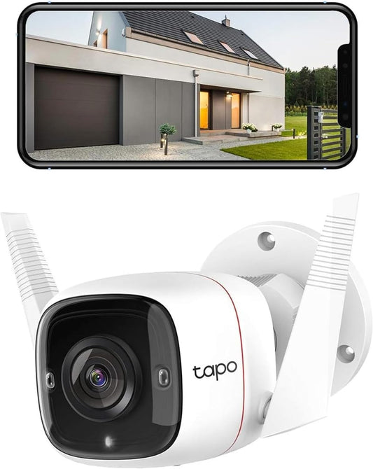 TP-Link Tapo 2K HD Security Camera Outdoor Wired, Built-in Siren, Night Vision, IP66 Weatherproof, Motion/Person Detection, Works w/Alexa & Google Home, Cloud/SD Card Storage, 2-Way Audio,White - PuriLite