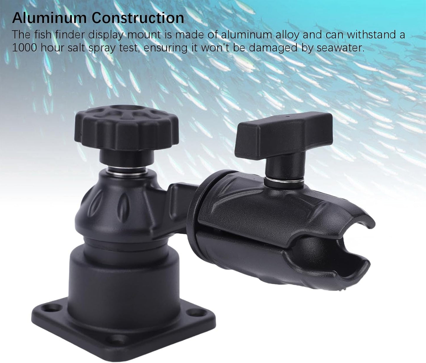 Diydeg Fish Finder Mount, Aluminum Alloy Nylon Electronic Mount with Screws, Anti Wear Shock Absorption Display Fish Finder Bracket for Kayak Pontoon Canoe Marine Boat Fishing Black
