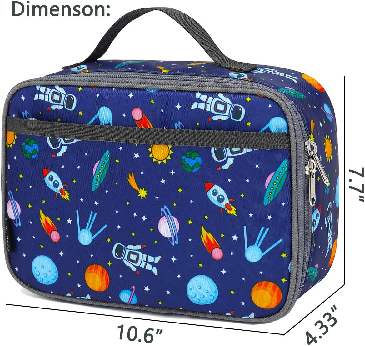 FlowFly Kids Lunch Box Insulated Soft Bag Mini Cooler Back to School Thermal Meal Tote Kit for Girls, Boys, Black