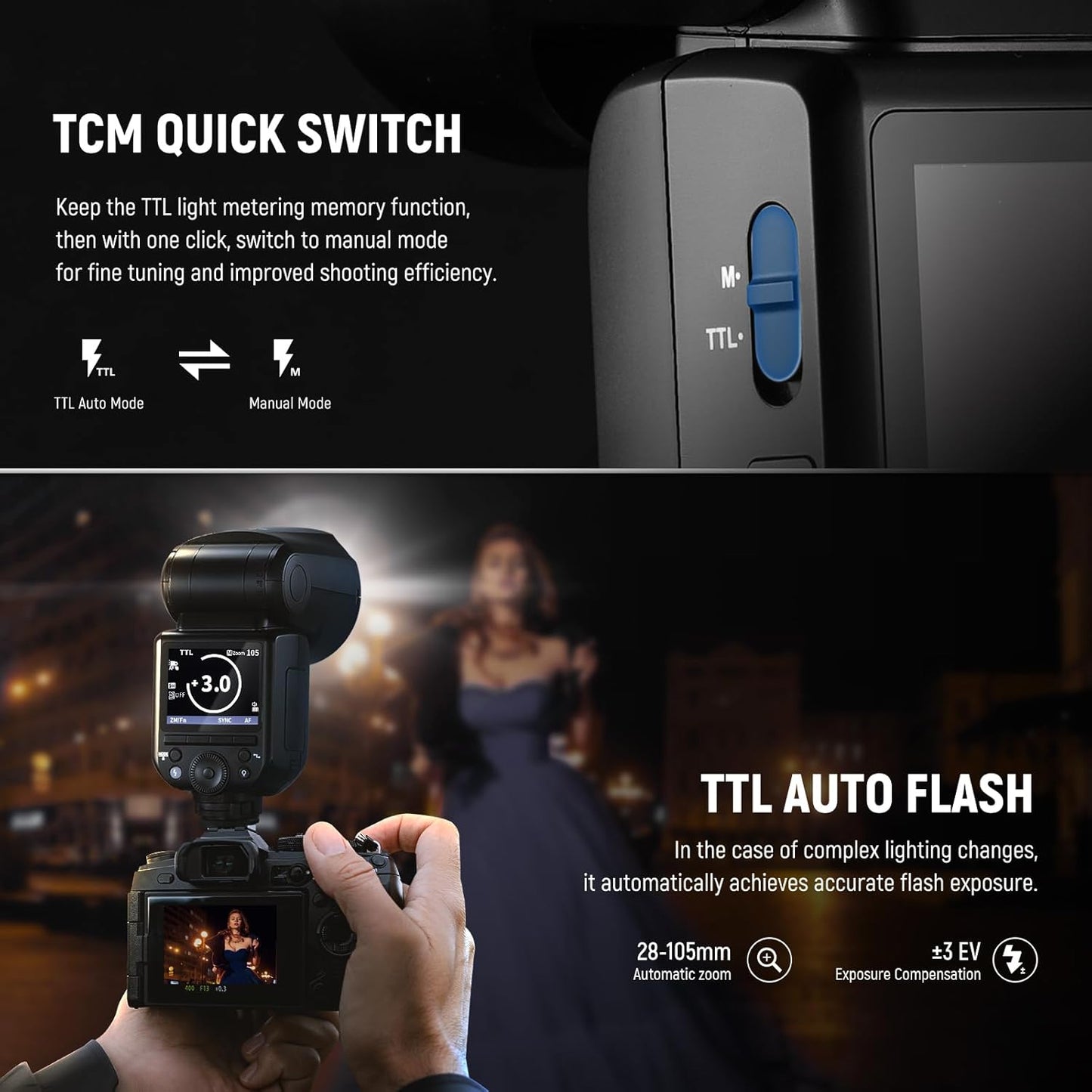 NEEWER Z2PRO-C 2.4G TTL Round Head Flash Speedlite Compatible with Canon, Wireless Compatible with Godox, Upgraded UI, 76Ws 1/8000s HSS, TTL/M TCM Switch, 7.2V/3000mAh Battery, 600 Full Power Flash