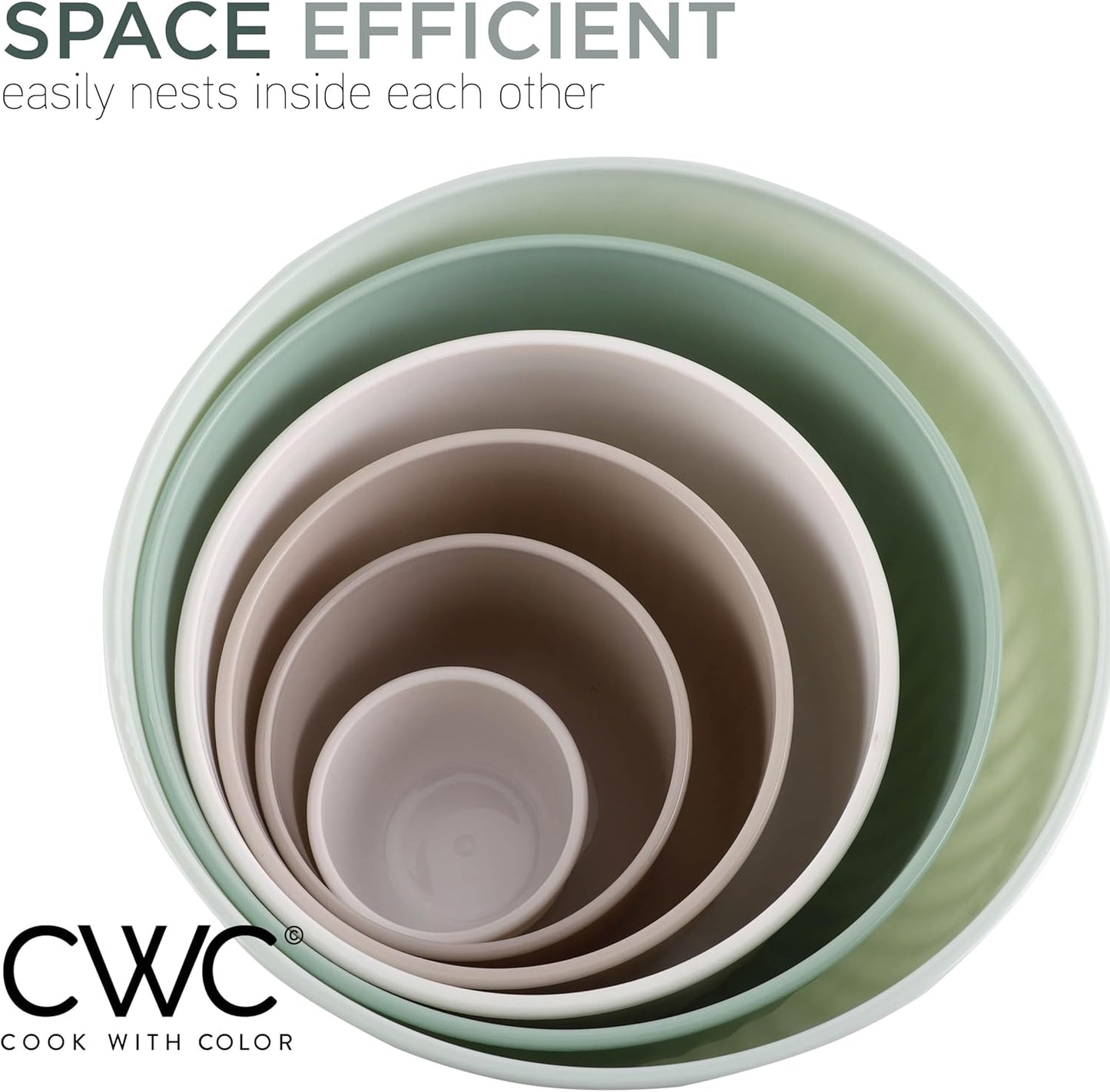 COOK WITH COLOR Prep Bowls with Lids- 8 Piece Nesting Plastic Small Mixing Bowl Set with Lids (Teal Ombre)