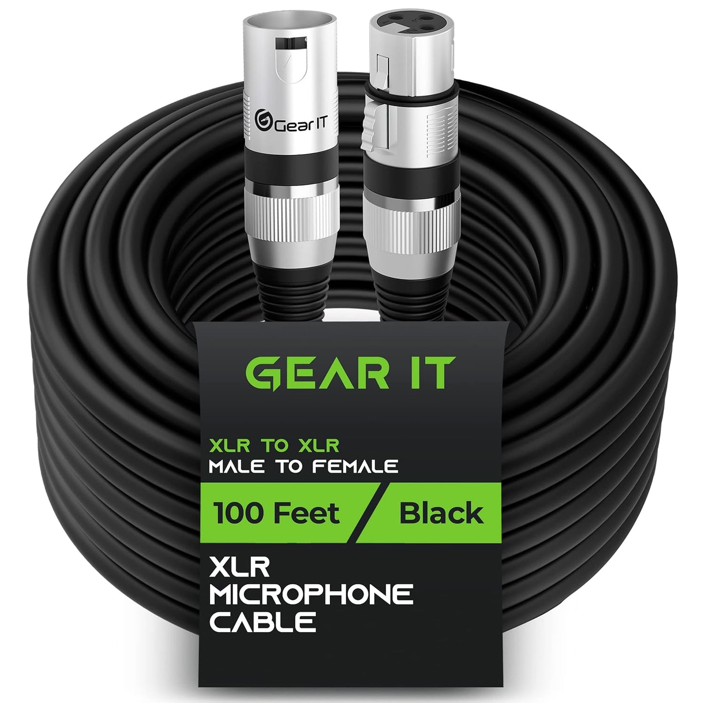 GEARit XLR Male to Female Microphone Cable (10 Feet, 6-Pack) 3-Pin Balanced Shielded Mixer, Recording Studio, Podcast - Black