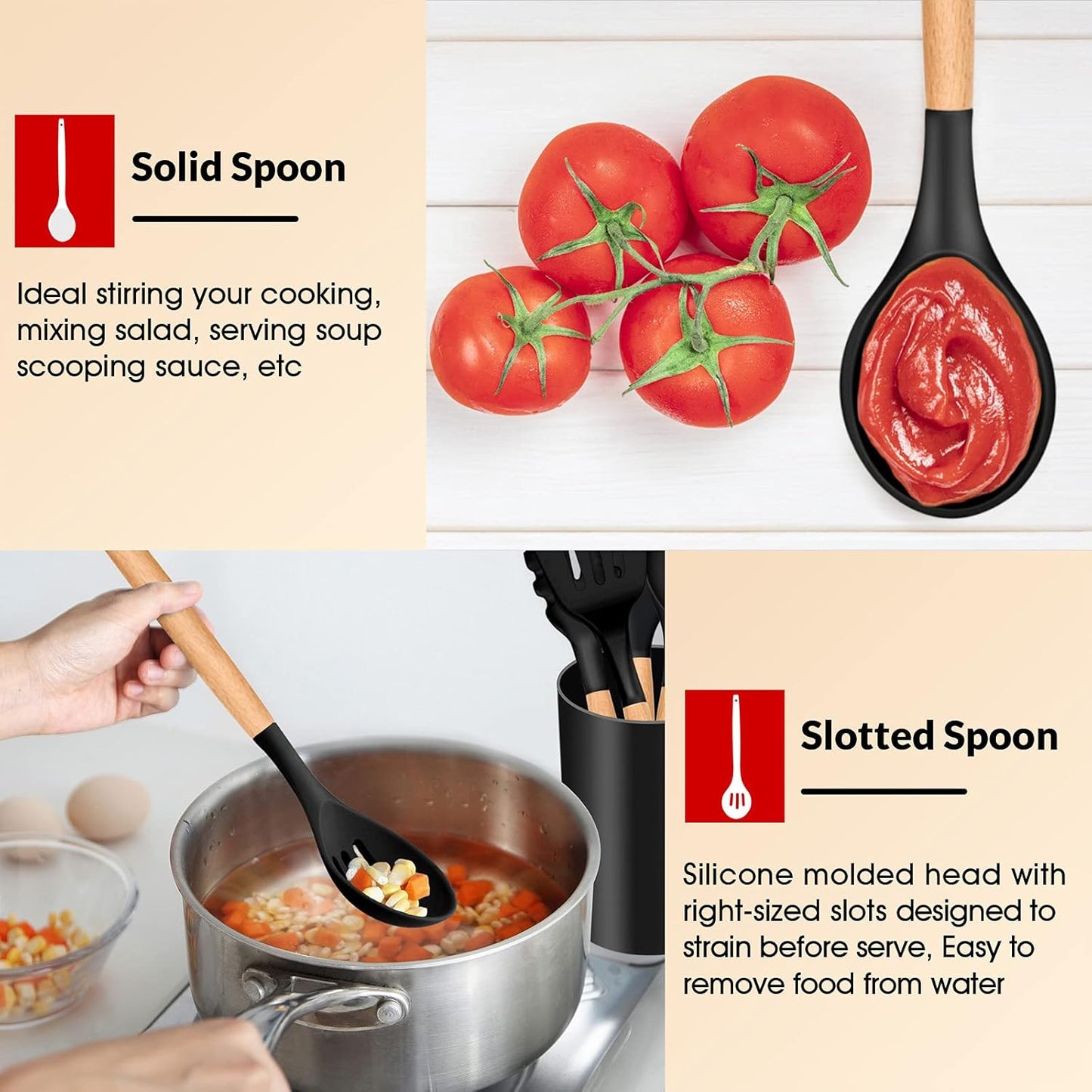 Purilite Select 6-Piece Silicone Cooking Utensil Set