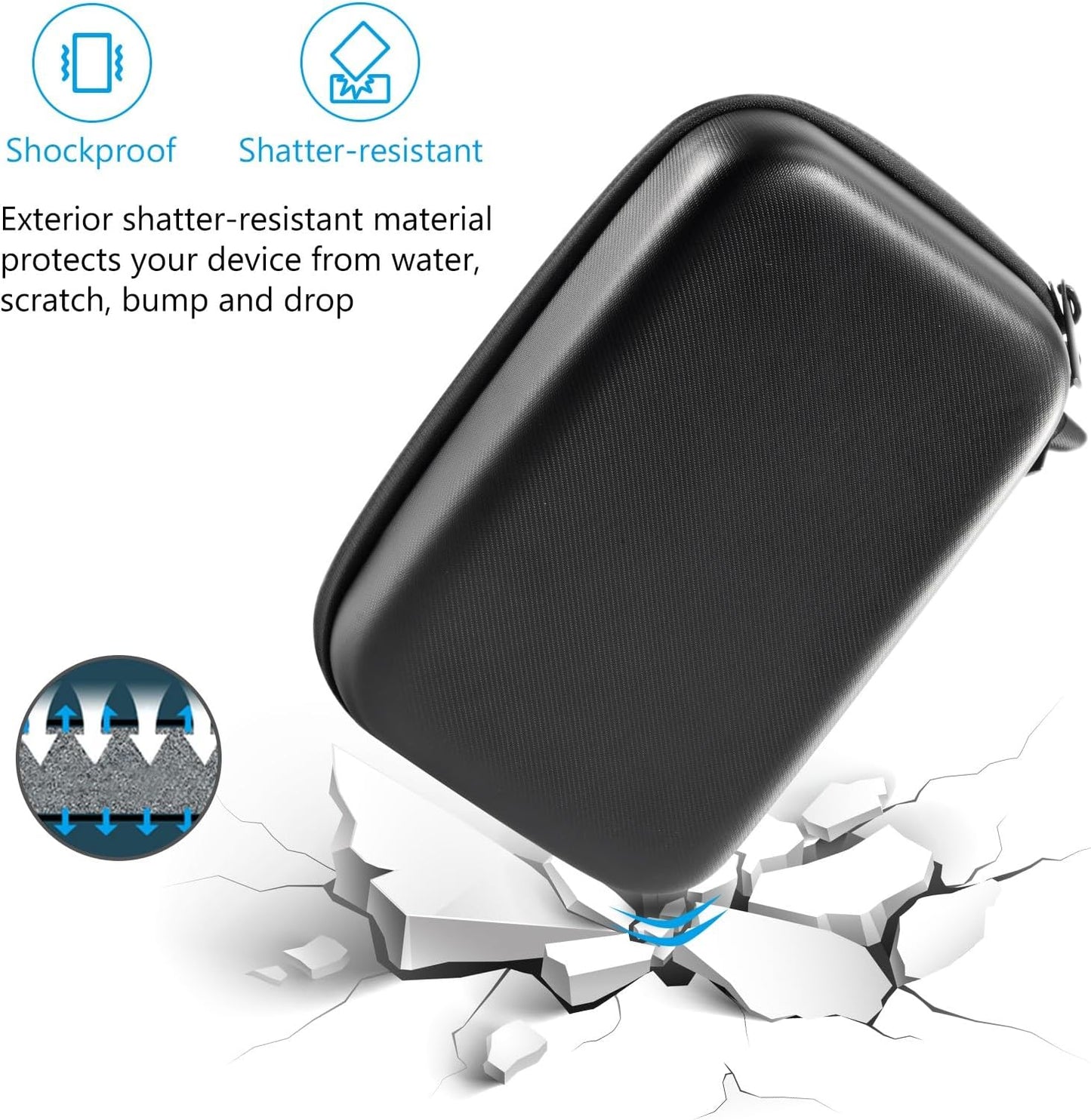 ProCase Hard Travel Electronic Organizer Case for MacBook Power Adapter Chargers Cables Power Bank Apple Magic Mouse Apple Pencil USB Flash Disk SD Card Small Portable Accessories Bag -L, Black