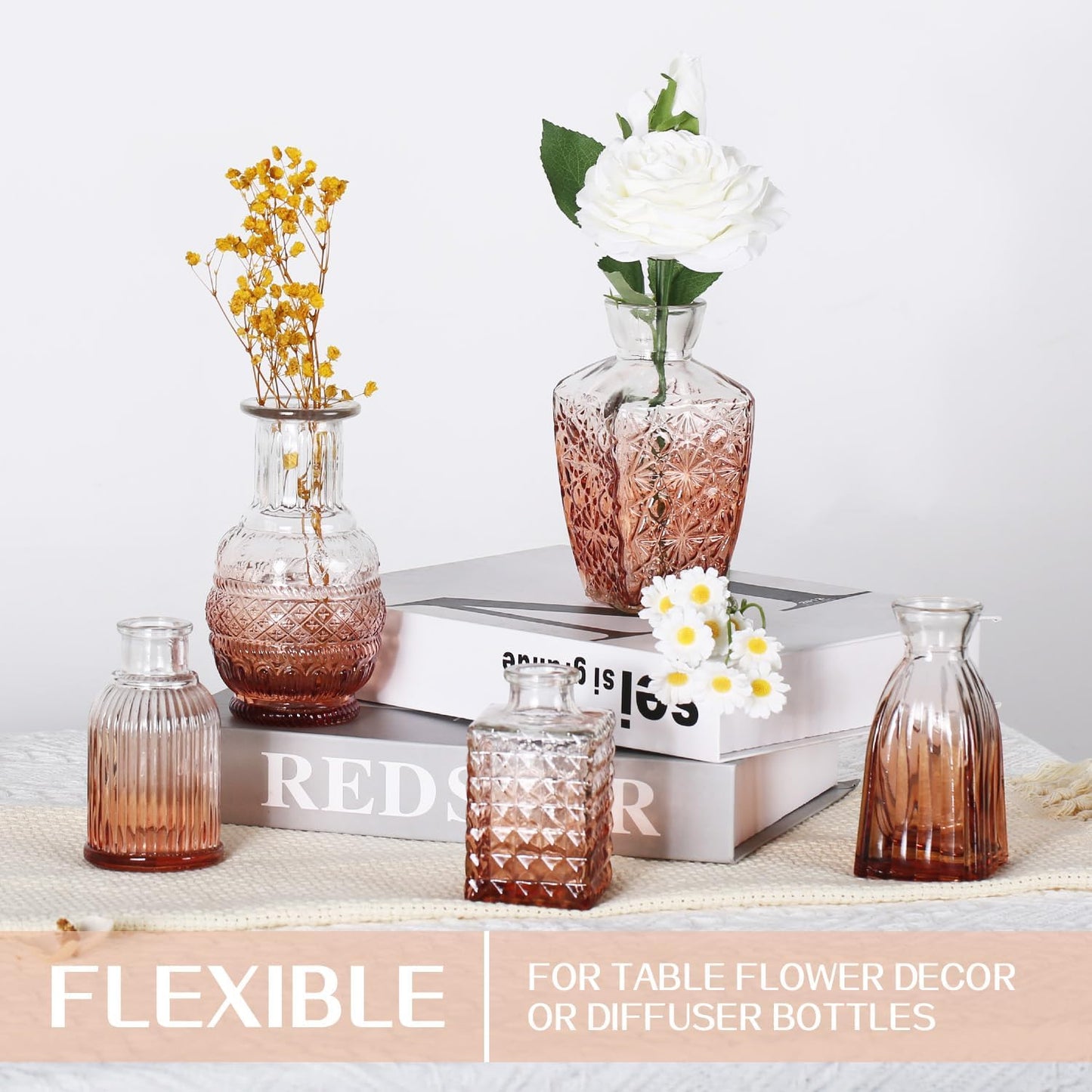 Sawoake Mini Bud Vases As Wedding Centerpieces for Tables,Clear Bud Vases for Flowers,Small Flower Vases Suitable for Birthday Party,Anniversary,Wedding Reception,Baby Shower (Clear-12PCS)