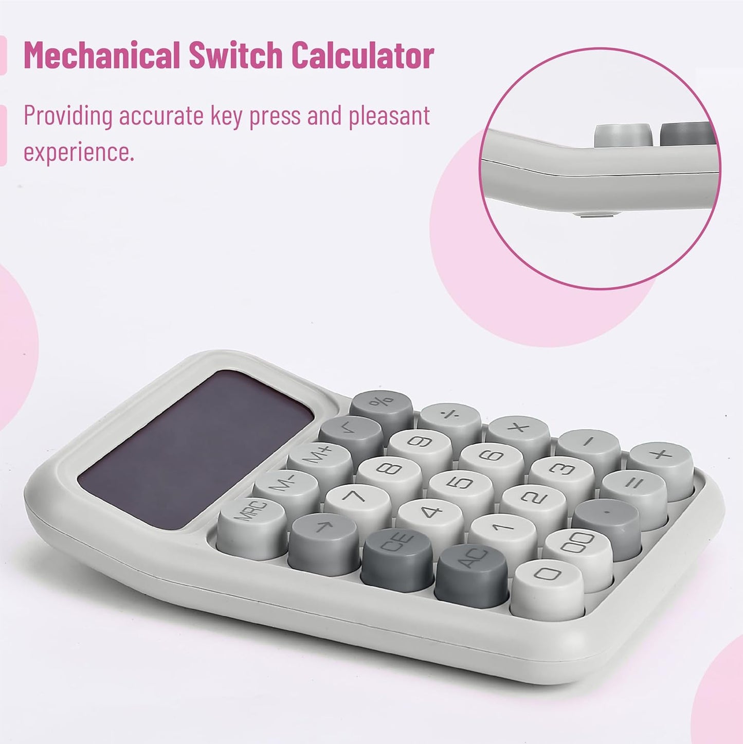 Mr. Pen- Mechanical Switch Calculator, 12 Digits, Large LCD Display, Orange With Big Buttons, Desktop, Cute and Aesthetic Design