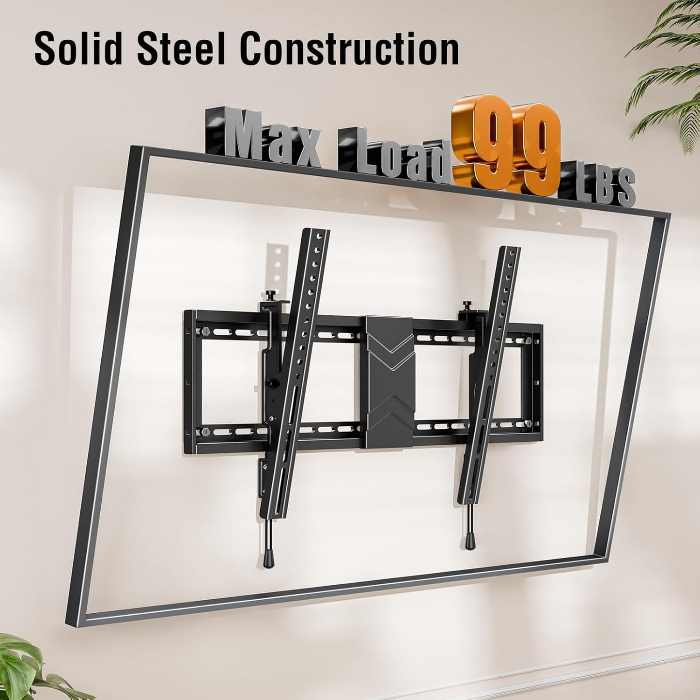 Tilting TV Wall Mount Bracket, Universal TV Mount Low Profile for 26-55 Inch Flat Screen TVs, Ultra Slim, Easy to Install with Tilting Knob, Fits 12''/16'' Studs, Max VESA 400x400mm, 99 lbs. ELIVED