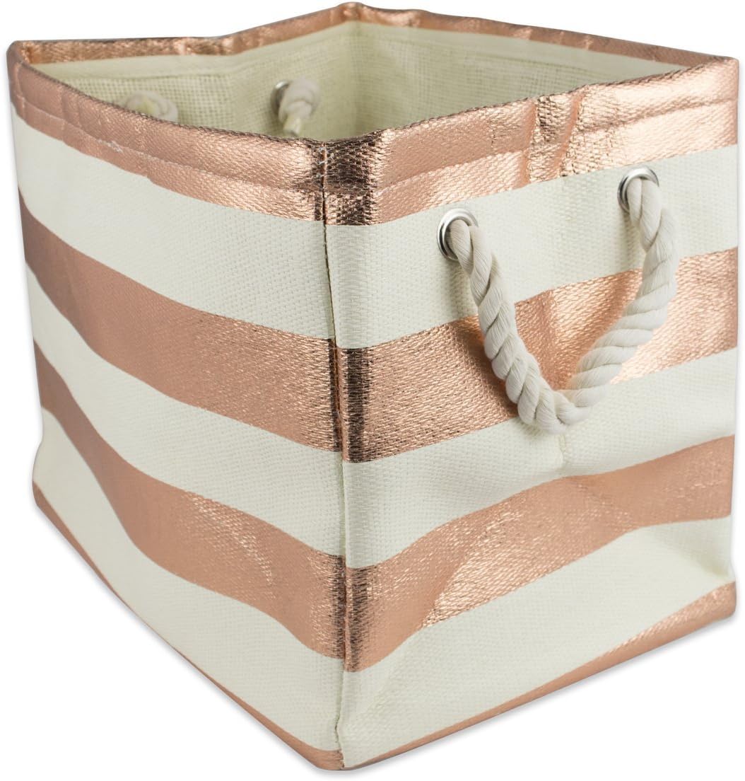 DII Storage Basket or Bin, Collapsible & Convenient Storage Solution for Office, Bedroom, Closet, Toys, Laundry (Large) - Pink Rugby Stripe