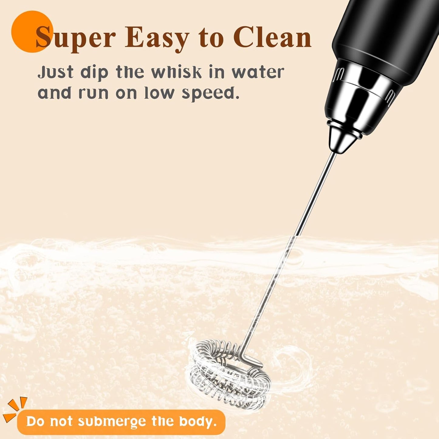 Colarlemo Milk Frother Handheld Rechargeable, Frother Wand Drink Mixer Electric Whisk for Coffee, Detachable With 3 Stainless Whisks, Hand Mixer for Lattes, Cappuccino, Matcha, Egg, No Stand, Black