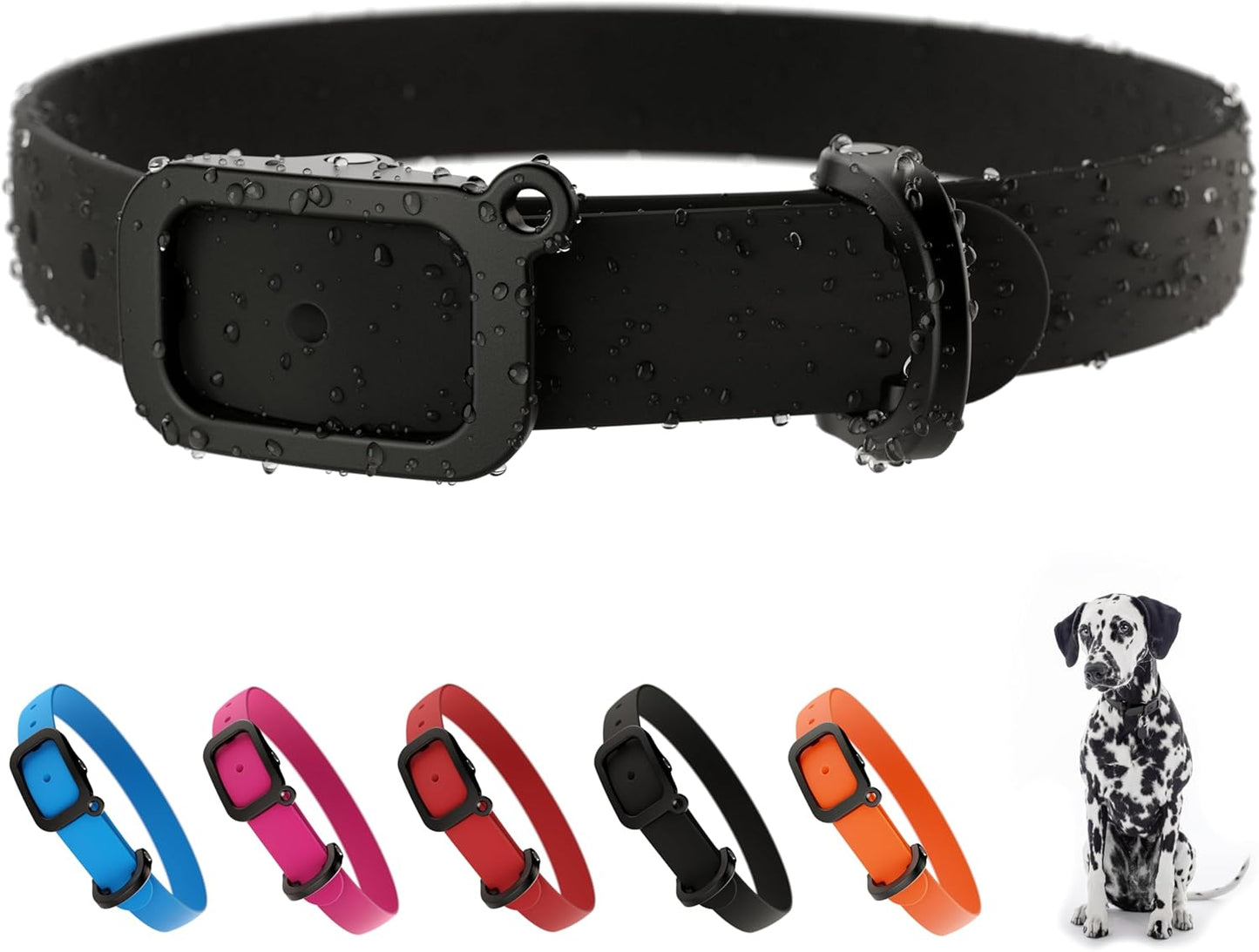 Waterproof Dog Collar - Durable, Comfortable and Adjustable Silicone Dog Collar with Wear Resistant Buckle and ID Tag Ring for Small Dogs by Nuvuq (Black, Small)