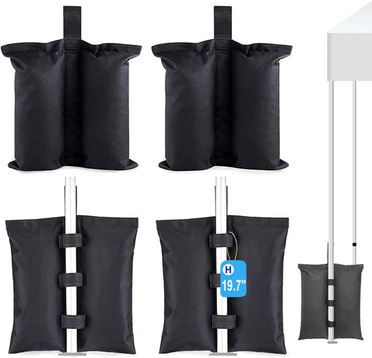4PCS Gazebo Weights Bags, LooKu Large Gazebo Sand Weights 240 LBS Heavy Duty Leg Weights for Pop up Canopy Tent Sun Shades, Parasols, Trampolines Weighted Feet Bags