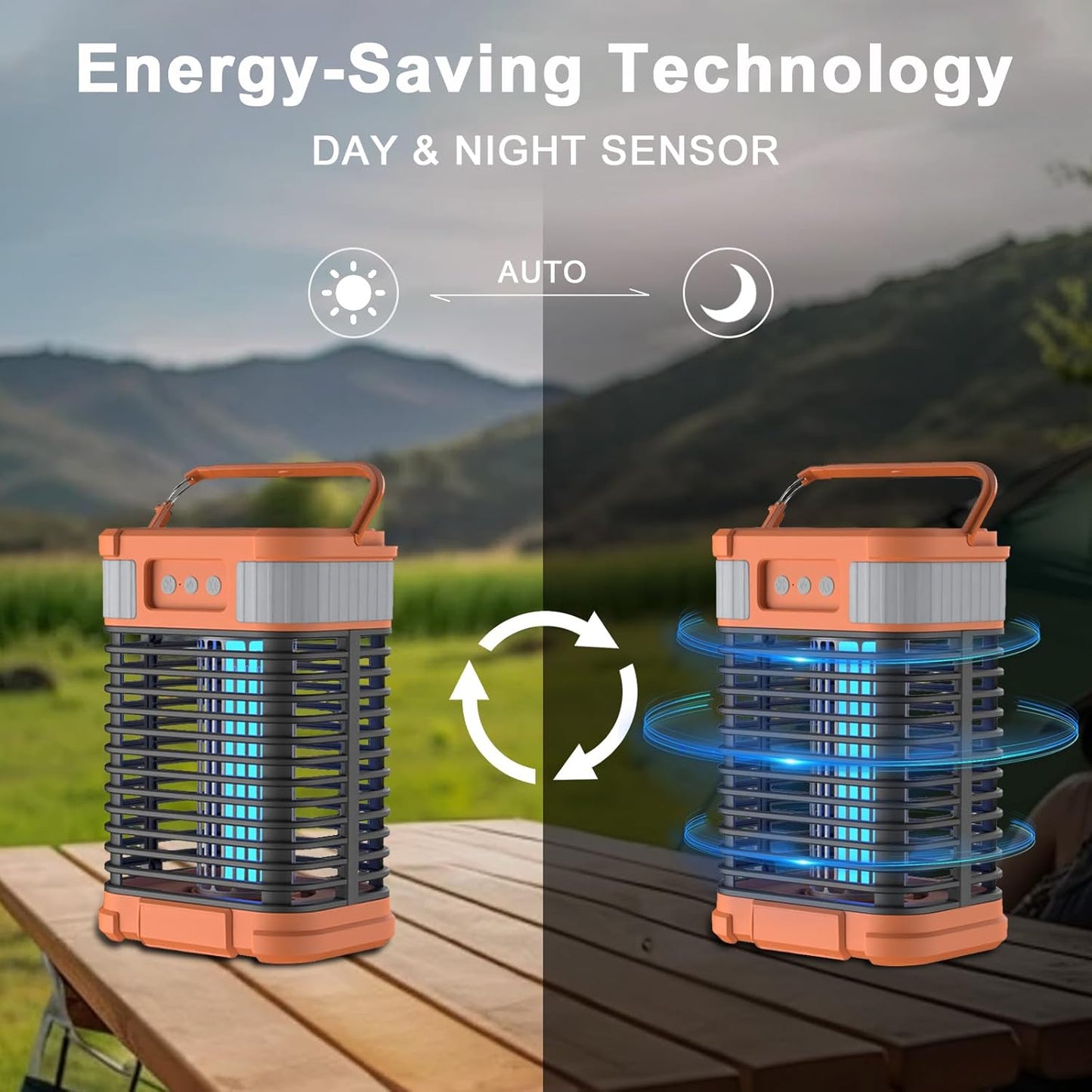 Mosquito Zapper, Solar Bug Zapper 4200V Cordless & Rechargeable Bug Zapper Outdoor with LED Light, Portable Waterproof Electric Fly Zapper with Hook, for Patio Camping Backyard Garden