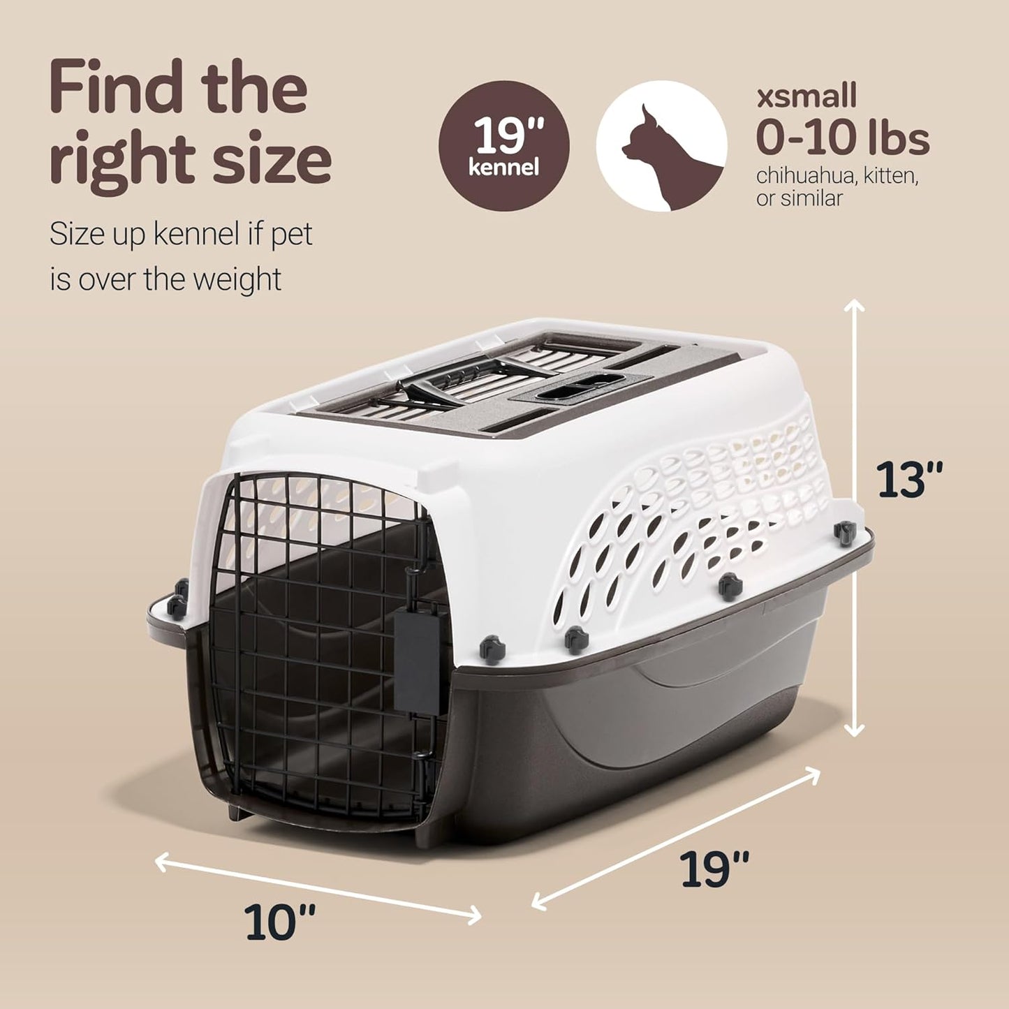 Petmate Two-Door Small Dog Kennel & Cat Kennel (Top Loading or Front Loading Pet Carrier, Great for Small Animals, Made with Recycled Materials, 24 inches in Length) For Pets up to 15 Pounds