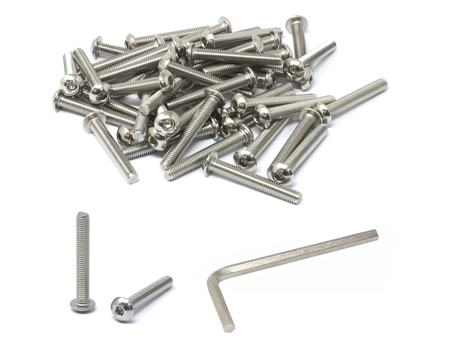 iexcell 50 Pcs M6 x 20mm Thread Pitch 1 mm Stainless Steel 304 Hex Socket Button Head Cap Screws Bolts Kit