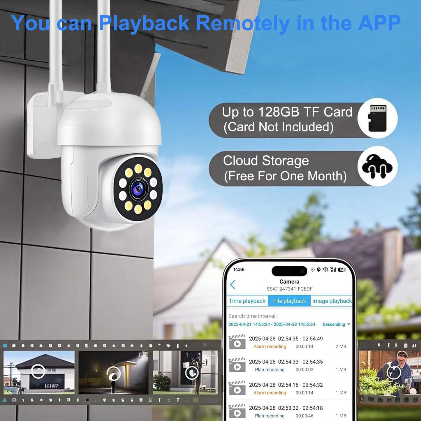 2K HD Security Camera Outdoor with 360° Pan-Tilt Motion Tracking, Home Camera Surveillance Exterieur, Wireless 2.4G WiFi Wired Security Camera, Full Color Night Vision, 2-Way Audio, Waterproof