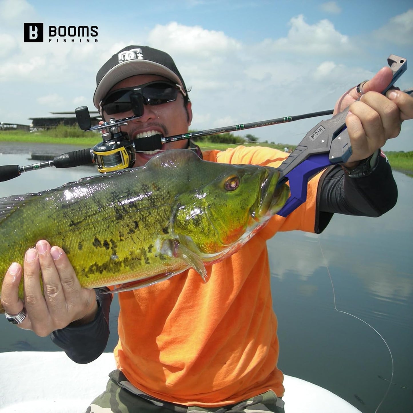 Booms Fishing G05 Fish Lip Gripper Saltwater, 9.4" Plastic Catfish Grippers Pliers, Fish Grabber Tool with Lanyard, Fish Grips for Kayak Fishing Accessories, Great Fish Holder for Caught Fish