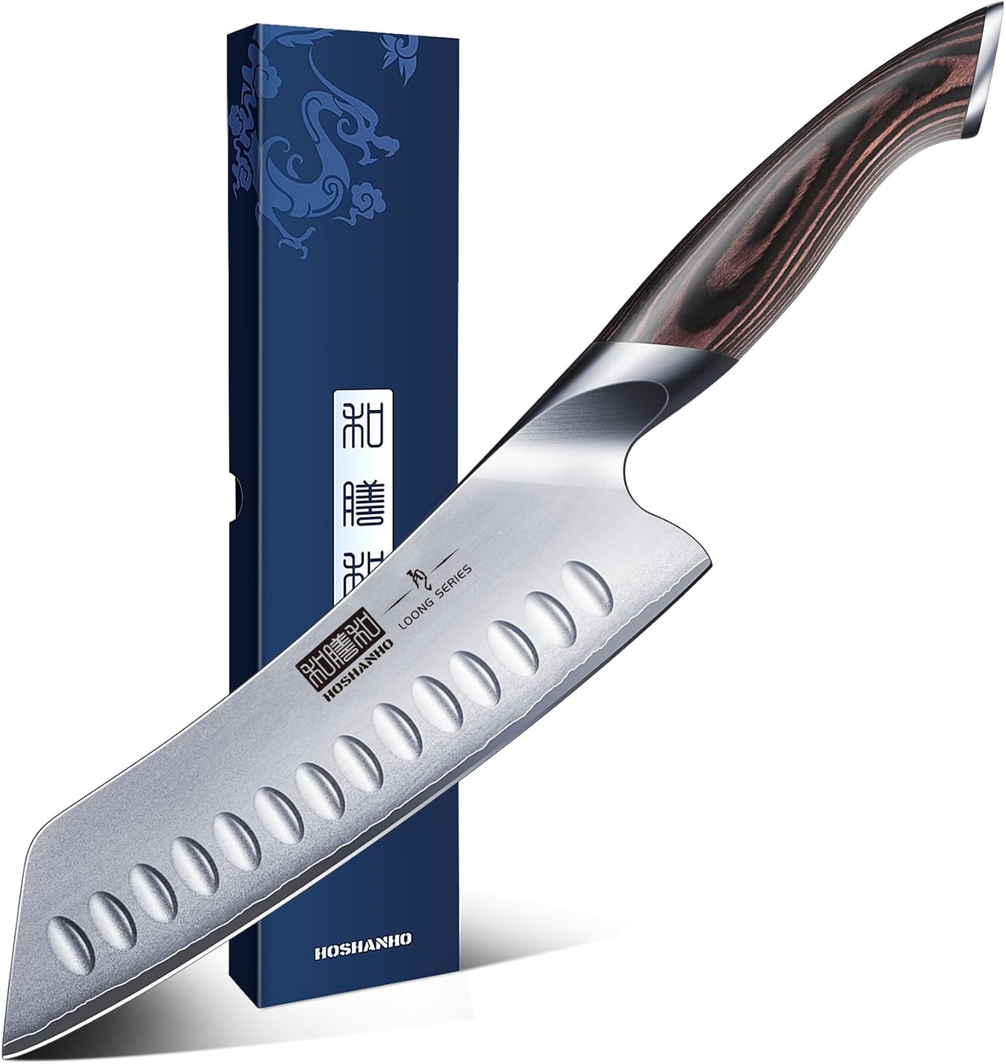 HOSHANHO 7 Inch Japanese Chef Knife, Ultra Sharp High Carbon Stainless Steel Kitchen Knife, Professional Santoku Knives with Ergonomic Pakkawood Handle