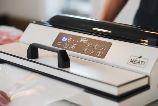MEAT! 16 Inch External Vacuum Sealer with a 16 Inch Sealing Strip, Bag Roll Storage, Bag Cutter, and LCD Display for Preserving Meat and Vegetables