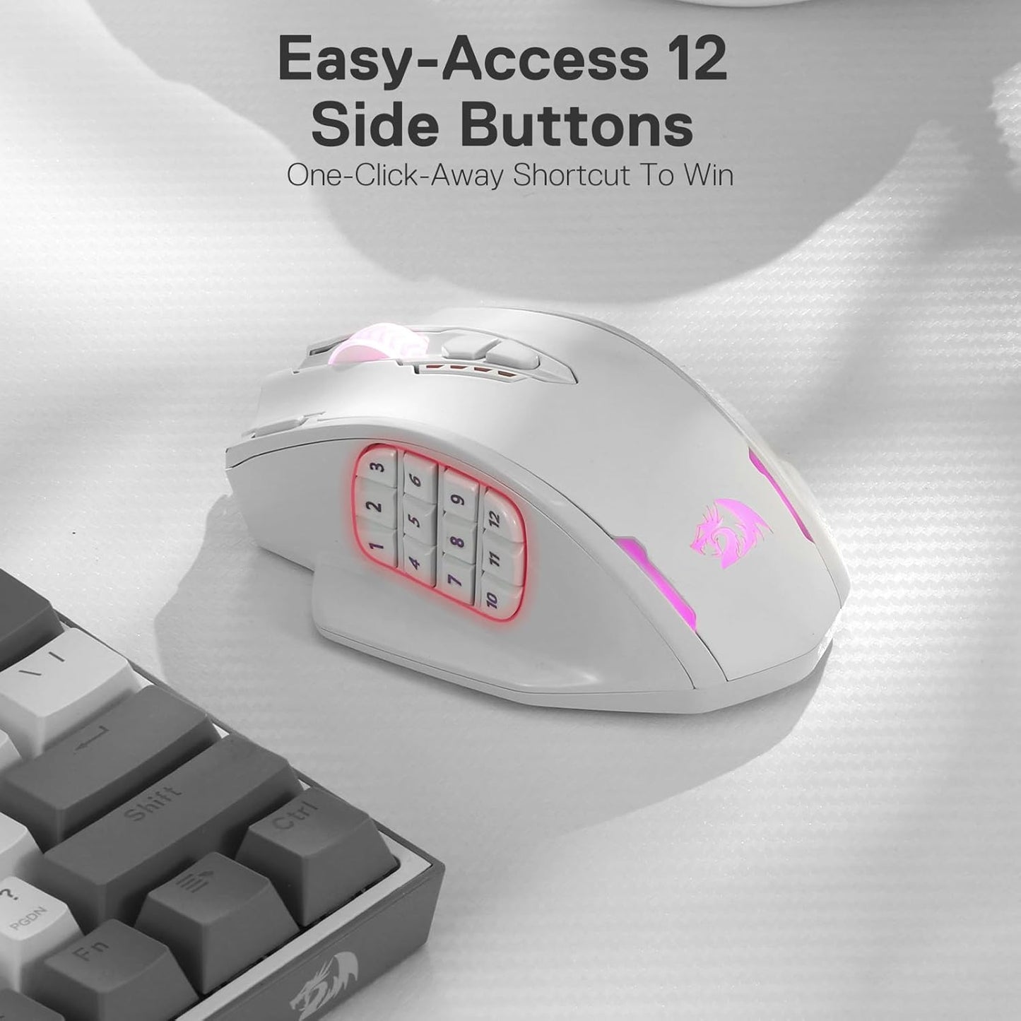 Redragon M913 Impact Elite Wireless Gaming Mouse, 16,000 DPI Wired/Wireless RGB Mouse with 16 Programmable Buttons, 45 Hr Battery and Pro Optical Sensor, 12 Side Buttons MMO Mouse