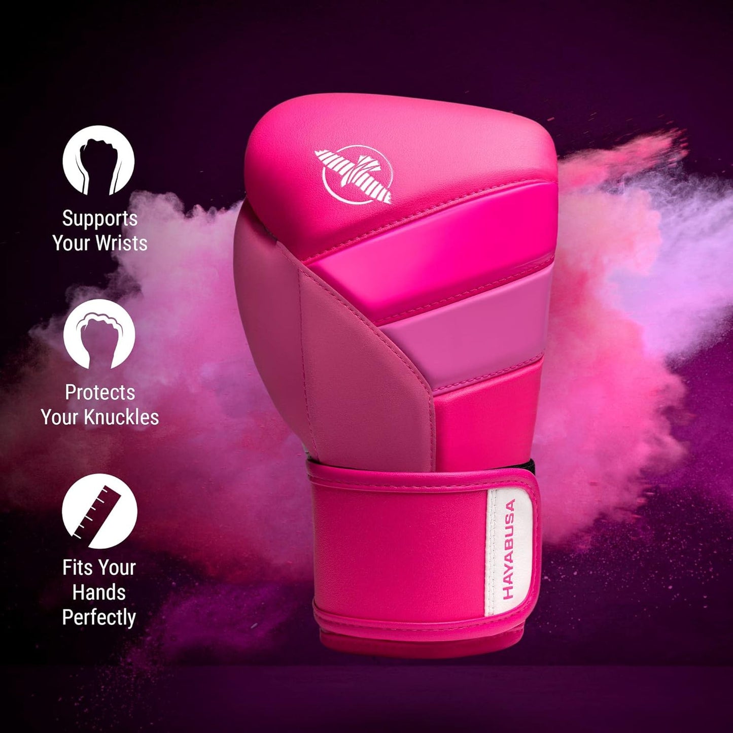 Hayabusa T3 Boxing Gloves for Men and Women Wrist and Knuckle Protection, Dual-X Hook and Loop Closure, Splinted Wrist Support, 5 Layer Foam Knuckle Padding