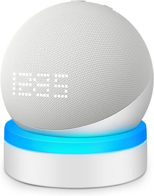 ZUOLACO Table Stand for Echo Dot 5th Generation, Desktop Holder Mount Base for Echo Dot 4th & 5th Gen, Built-in Cable Management and Light Guide, Make Dot More Noticeable, White