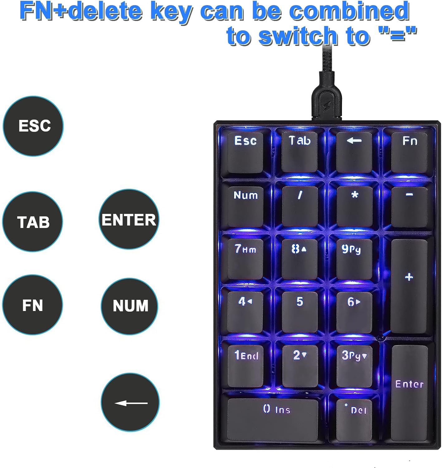 Purilite Select 21-Key Mechanical Numeric Keypad – Red Switch | USB-C Wired
