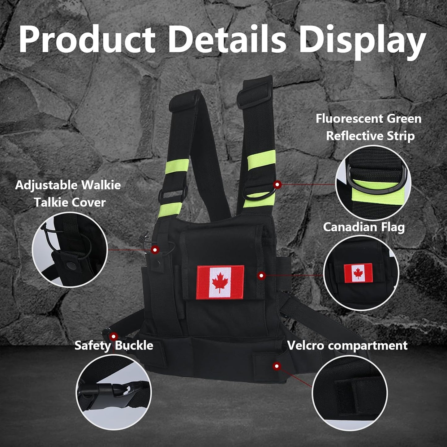 Radio Harness Tactical Vest Radio Holster Chest Rig Walkie Talkies Chest Bag Two Way Radio Chest Pack Outdoor Sports Tool Vest for Security, Fishing, Hunting, Convoy, Hiking and Tourism