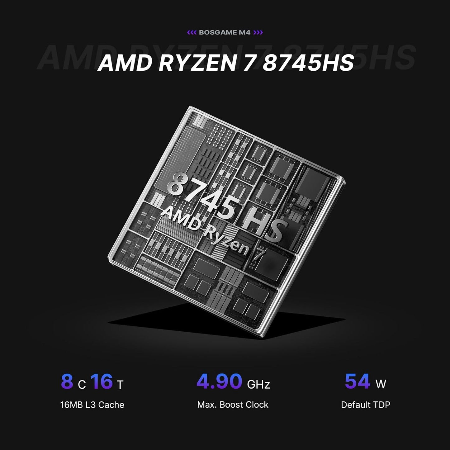 BOSGAME Mini PC AMD Ryzen 7 5825U, 16GB DDR4 RAM 512GB PCIe SSD, Mini Desktop Computer Support Dual LAN 2.5GbE, Triple 4K Display, WiFi 6E, BT 5.2 for Office