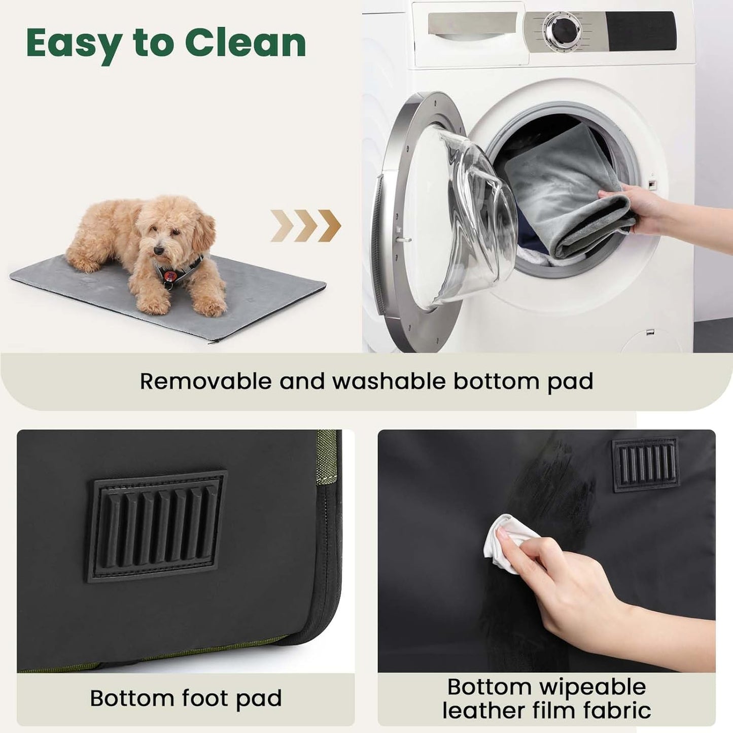 Pecute Collapsible Dog Crate for Pets<15kg, Pet Carrier Stable and Light Weight, Soft Dog Crate with Breathable Windows, Portable Dog Carrier with Curtain 61×45×52 cm (Green)