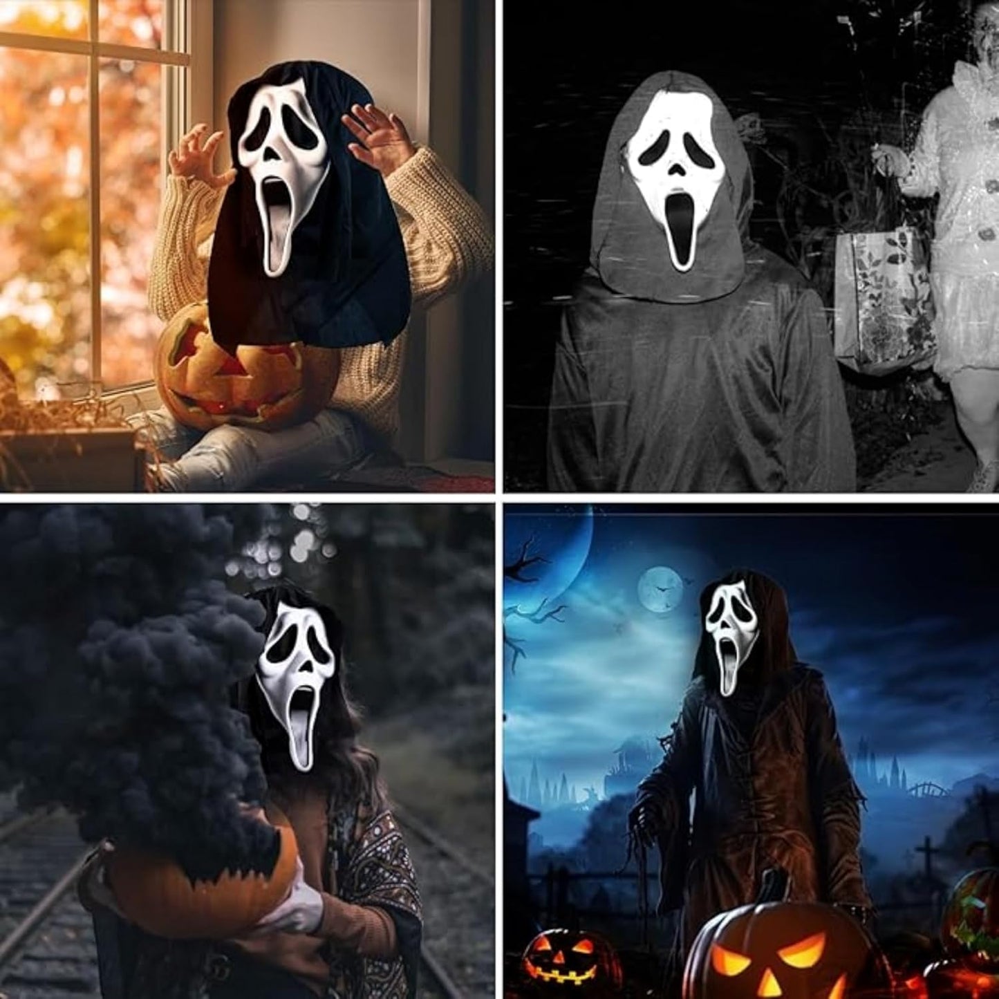 Ghost Face Mask Adult - Scream Mask Ghostface Halloween Costume, Scary Ghost Mask for Cosplay and Parties