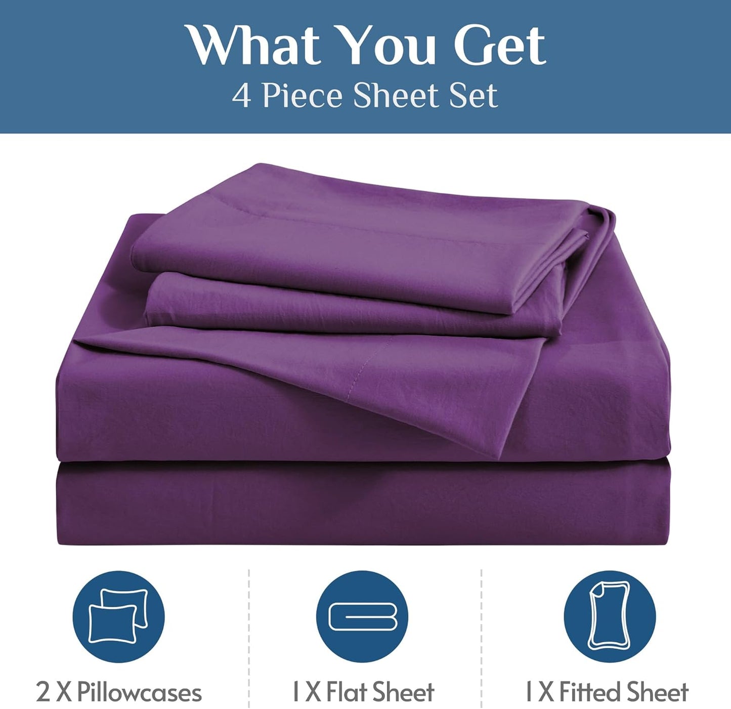 JOLLYVOGUE Queen Size Bed Sheet Set - 4 Piece Bed Sheets Set with Deep Pocket - Soft Breathable & Cooling - Resists Shrinkage & Fading Draps Queen - Easy Care (Dark Grey)