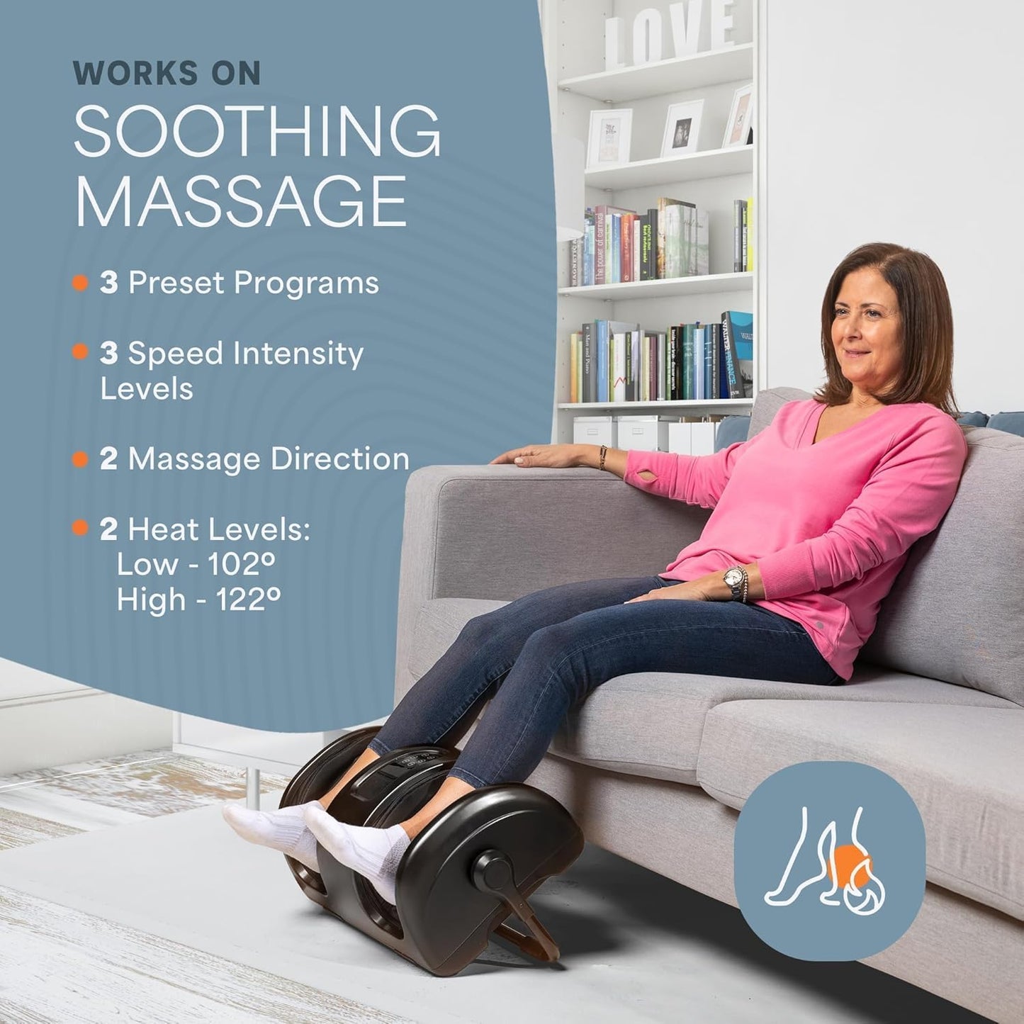 LifePro Calf Massager With 2 Heat Levels -Lightweight Foot Massager Machine -360° Adjustable Leg & Feet Massage with Remote Control (Black) (Black)