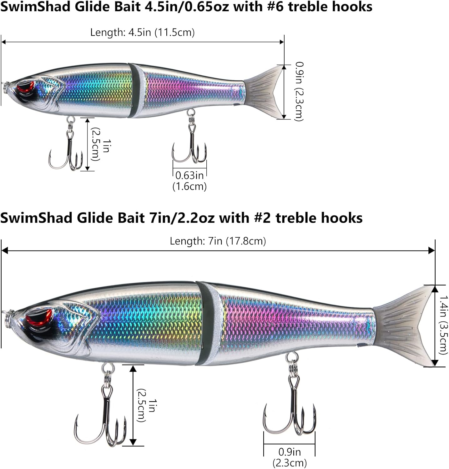 Bassdash SwimShad Glide Baits Jointed Swimbait Bass Pike Salmon Trout Muskie Fishing Lure