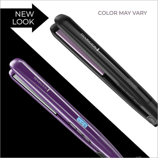 Remington 1" Anti-Static Flat Iron with Floating Ceramic Plates and Digital Controls, Hair Straightener, Purple, S5500