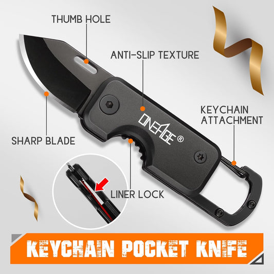 Keychain EDC Pocket Tool | Compact Folding Utility Knife | Stainless Steel Everyday Carry Tool | Outdoor Camping Gadget | Small Pocket Cutter - PuriLite