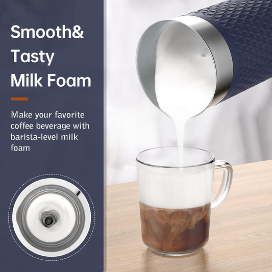 SIMPLETASTE Milk Frother, 4-in-1 Electric Automatic Milk Steamer, Navy | Warm and Cold Foam Maker and Milk Warmer for Latte, Macchiato, Cappuccino, Hot Chocolate