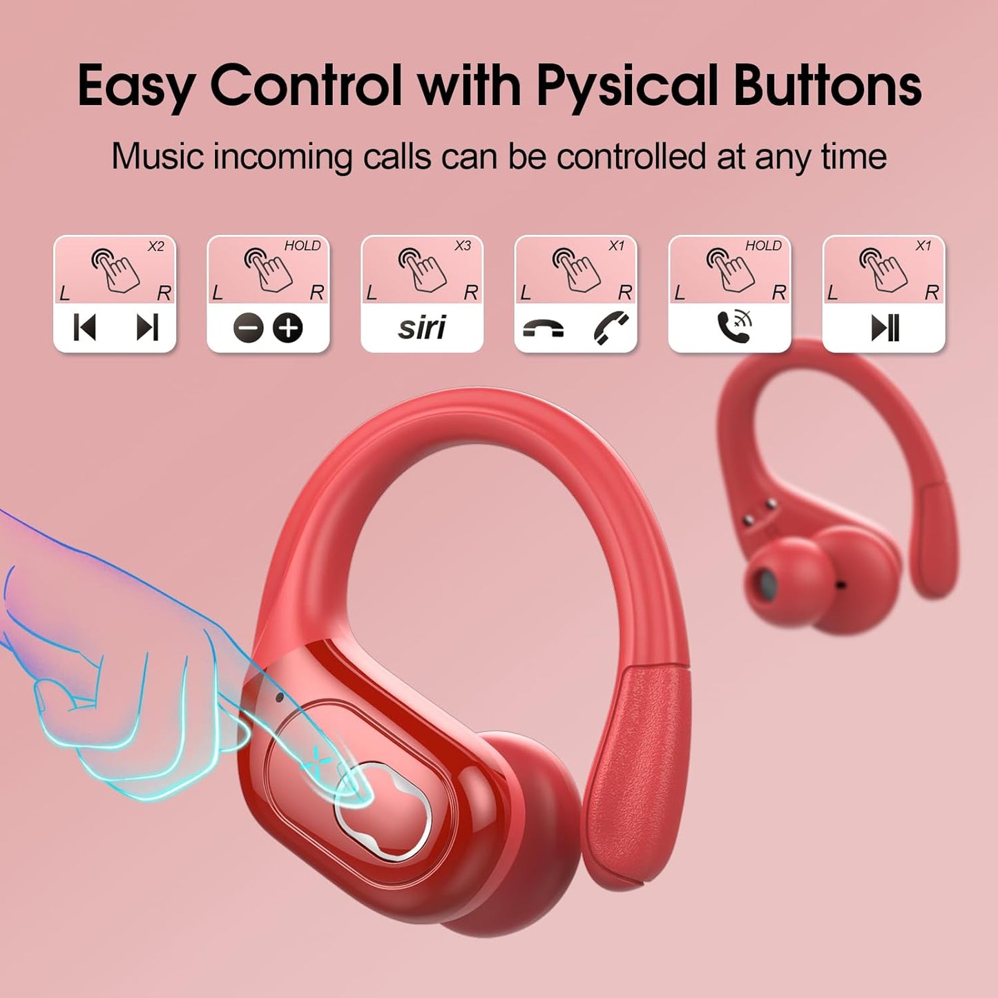 STECEi Wireless Earbuds 75hrs Bluetooth 5.4 Headphone Sport, Bluetooth Earbuds HiFi Stereo Over Ear Bud with Earhooks, ENC Noise Cancelling Mic, IP7 Waterproof Wireless Earphone for Workout/Running