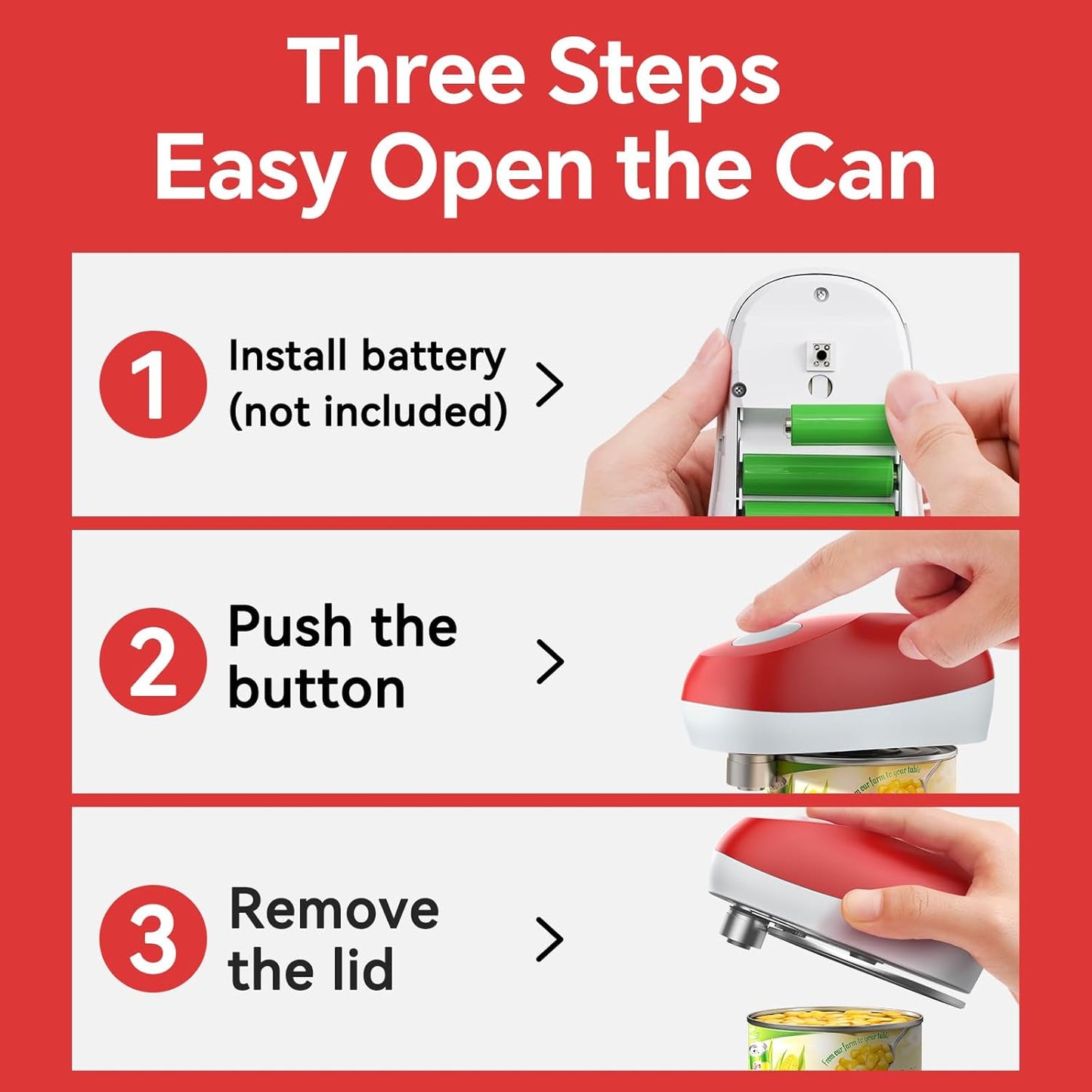 Osnil Rechargeable Electric can Opener for Seniors, Arthritis and Mum Automatic Open Any Size can with Smooth Edge Food-Safe with Rechargeable Battery and USB Cable