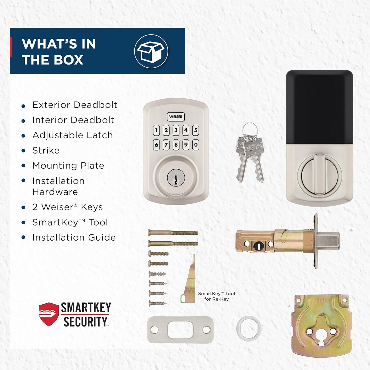 Weiser Powerbolt 3 Satin Nickel Keyless Entry Door Lock/Deadbolt Lock, 10-Button Keypad Door Lock with Auto Lock and 12-Month Battery Life, Electronic Door Locks for Front Door, Home Décor