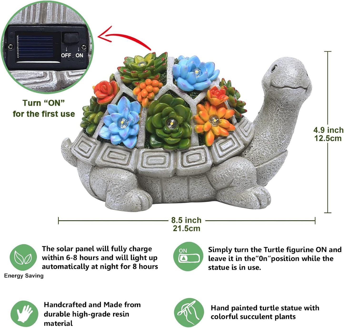 Nacome Solar Frog Riding Turtle for Garden Decor - Outdoor Statues for Patio,Yard,Balcony Ornament,Turtle Gifts for Women/Mom/Grandma,Mom's Best Gift