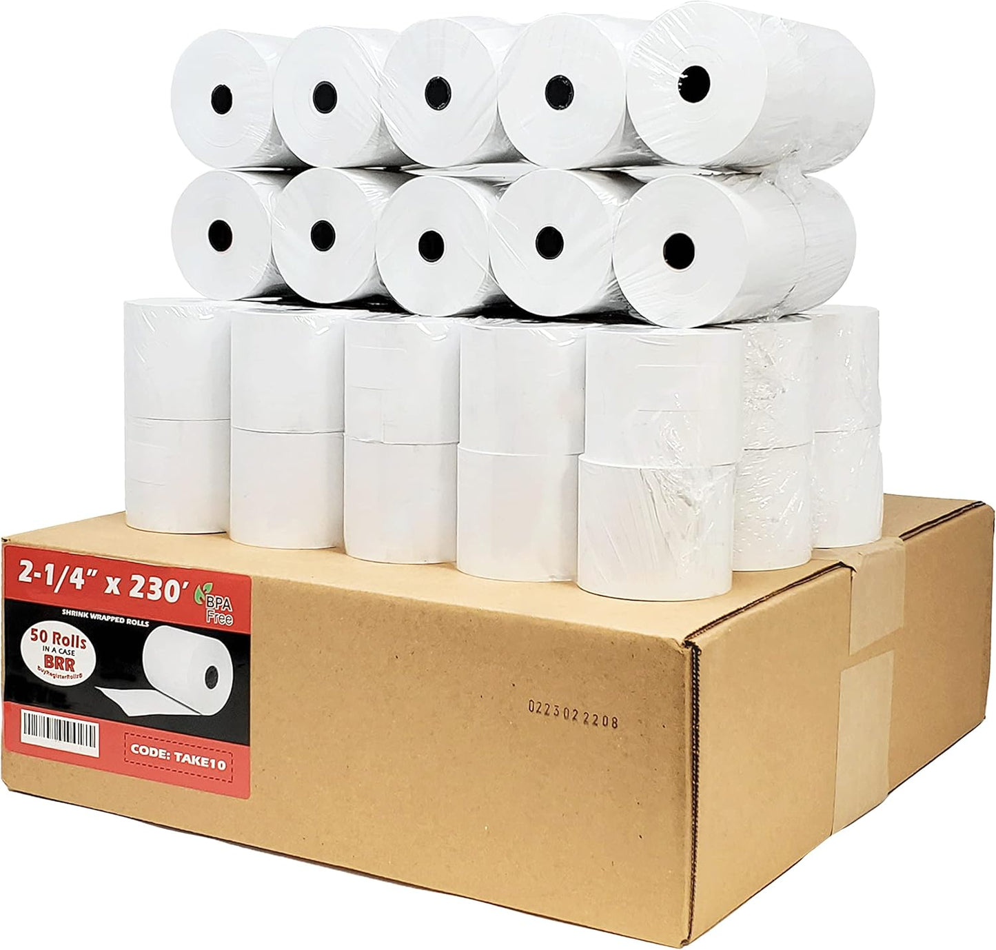 (50 Rolls) 2 1/4 x 50 Thermal Paper Receipt Rolls 2.25 x 50 ft POS Cash Register fits All Credit Card Terminals