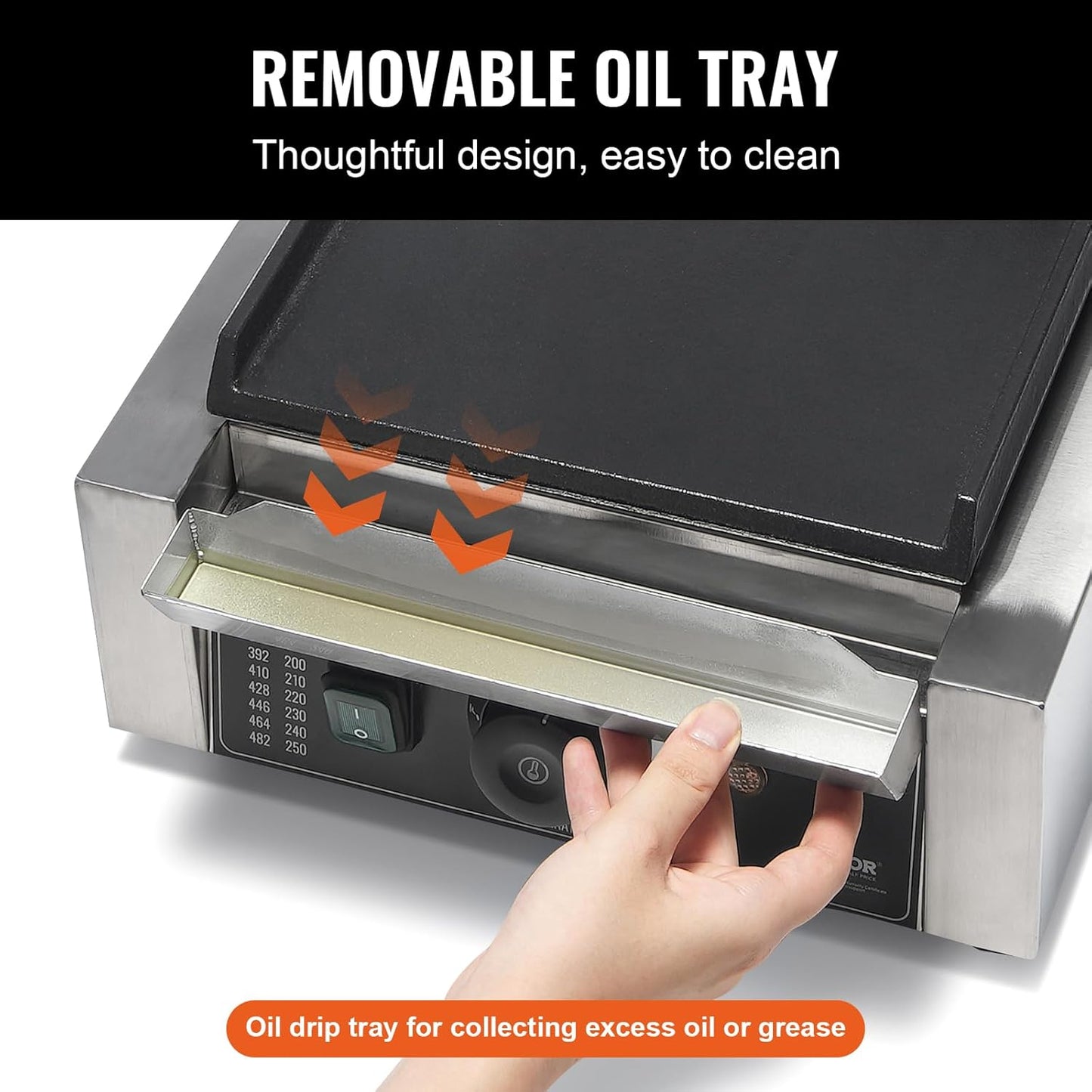 VEVOR 7 IN 1 Electric Contact Grill,1800W Indoor Panini Press Griddle,Stainless Steel Teppanyaki Grill with Nonstick&Removable Iron Plate, 0-446℉ Adjustable Temp Control,LCD Display,110V