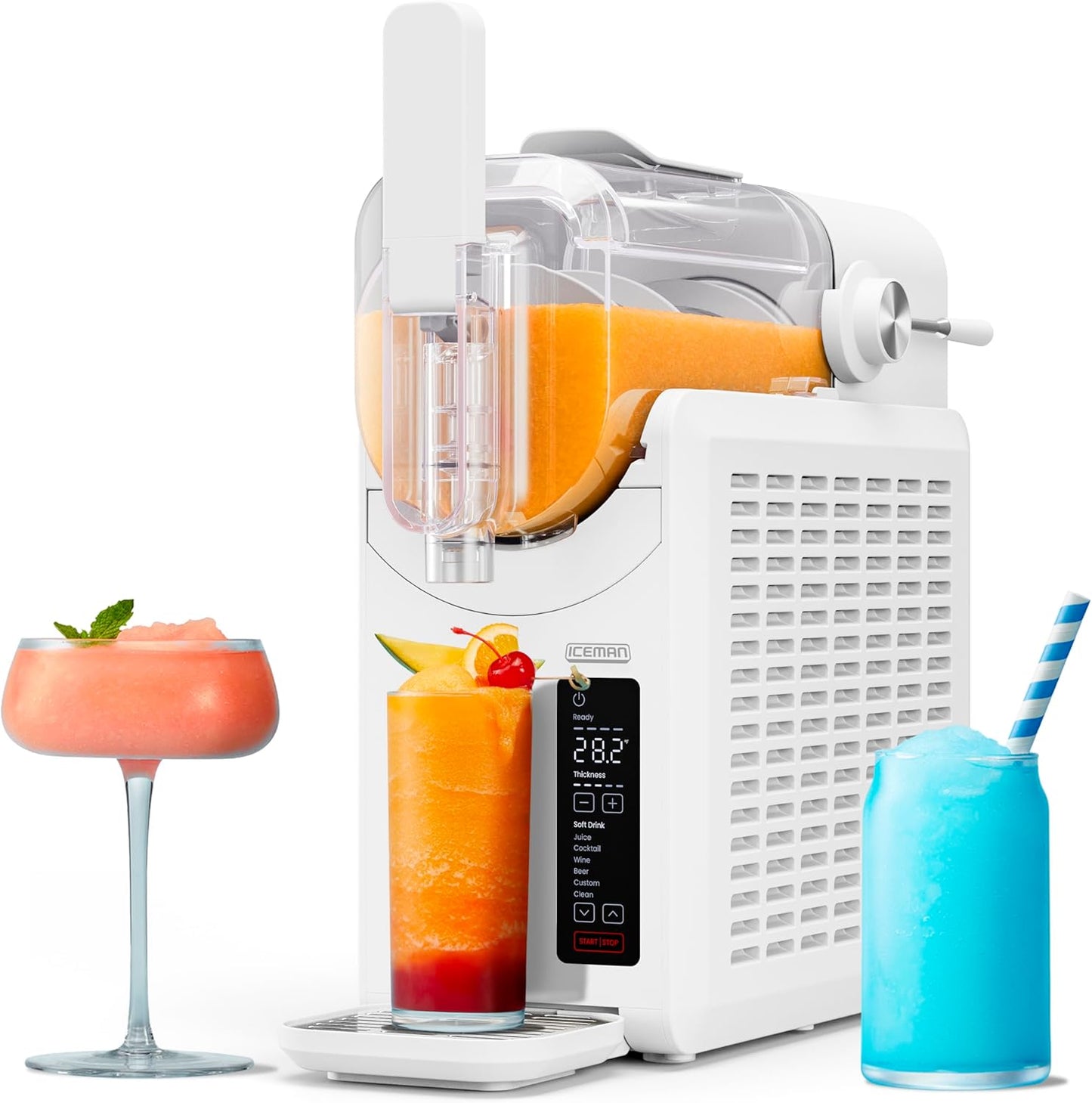 Iceman by Chefman Slush-Ease MAX 90oz Slushie Machine, 64oz Liquid Capacity Frozen Drink Maker & Slushy Machine with 5 Presets and LED Display, Perfect for Frozen Margaritas, Frappes, Smoothies